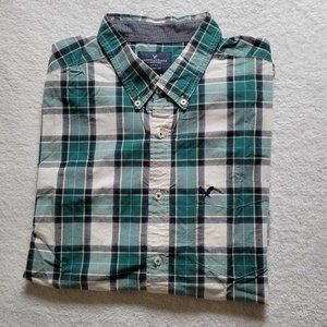 American Eagle Mens green Plaid Button down shirt XXL